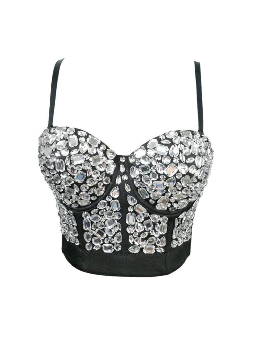 Rhinestone Bustier Crop Top Push Up Corset Bra Clubwear